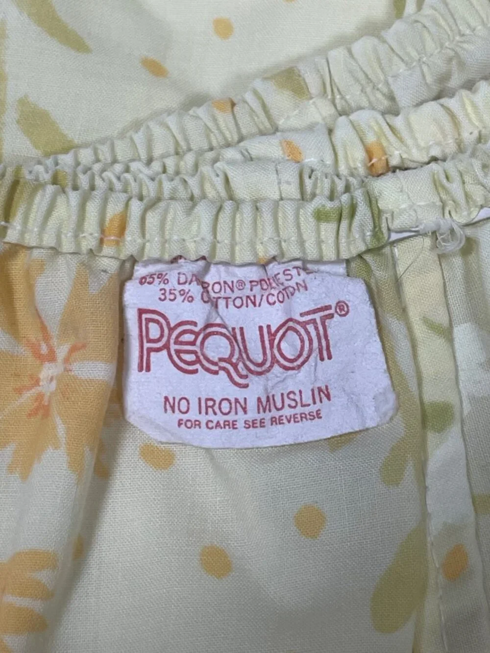 Vintage Pequot Twin Size Fitted Bed Sheet Yellow Orange Flowers Floral
